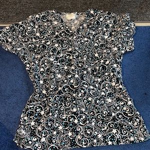 E. Libby navy blue scrub top size small
